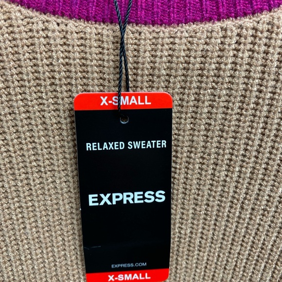 Relaxed Sweater Lagen Over Sized Crewneck  Long Sleeved Color Block XS Extra SM - Picture 3 of 6